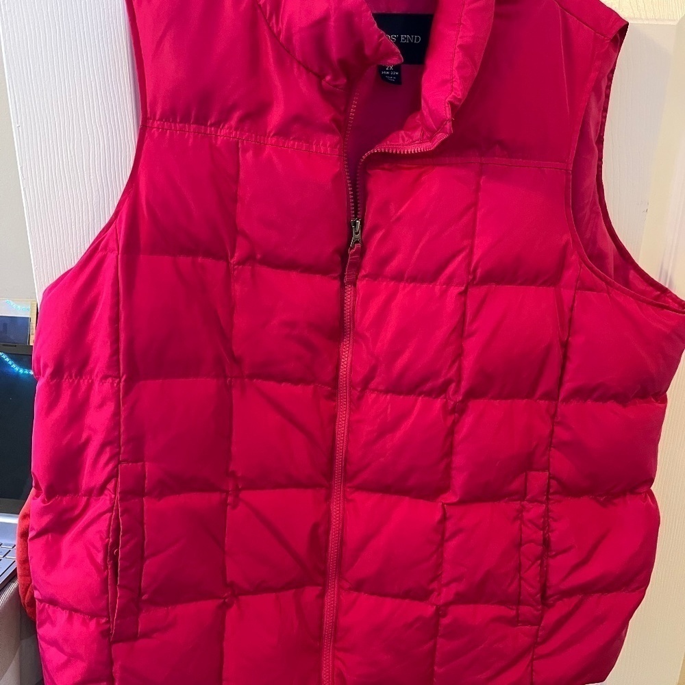 Lands End Pink puffer Vest 2XL